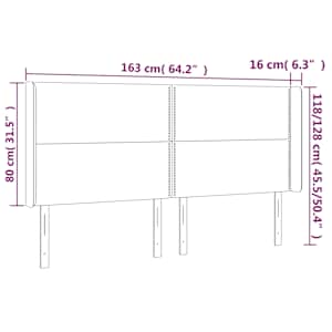 Čelo postele s LED tmavě šedé 163 x 16 x 118/128 cm samet - obrázek 6