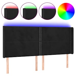 Čelo postele s LED černé 163 x 16 x 118/128 cm samet - obrázek 2