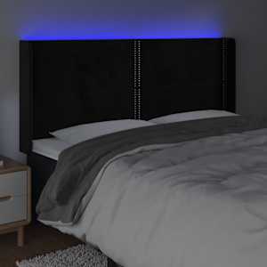 Čelo postele s LED černé 163 x 16 x 118/128 cm samet - obrázek 4