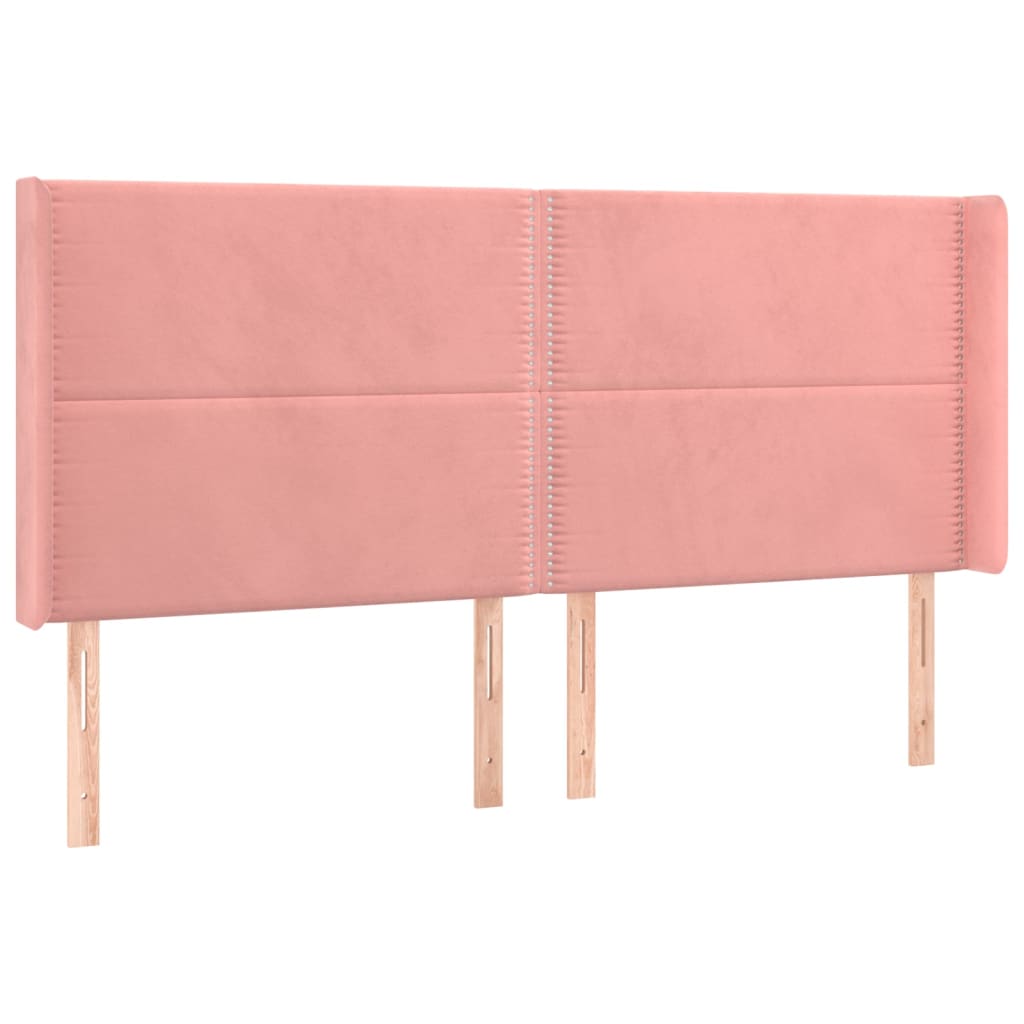 vidaXL Hoofdbord LED 163x16x118/128 cm fluweel roze afbeelding