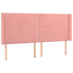 Čelo postele s LED růžové 163 x 16 x 118/128 cm samet - obrázek 3