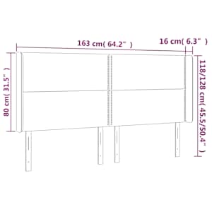 Čelo postele s LED růžové 163 x 16 x 118/128 cm samet - obrázek 6