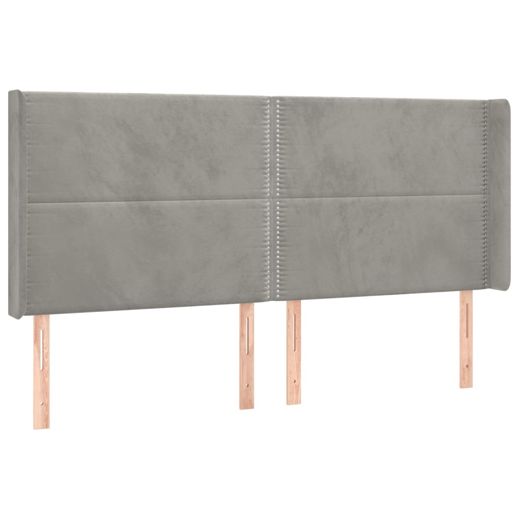 vidaXL Hoofdbord LED 183x16x118/128 cm fluweel lichtgrijs afbeelding