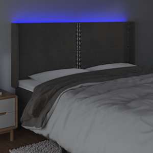 Čelo postele s LED tmavě šedé 183 x 16 x 118/128 cm samet - obrázek 4