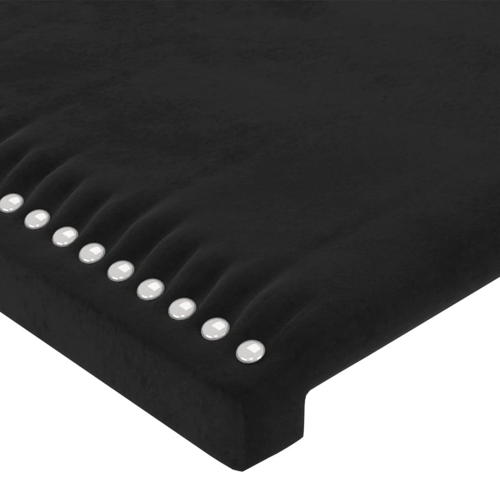 gultas galvgalis ar LED, 183x16x118/128 cm, melns samts | Stepinfit.lv