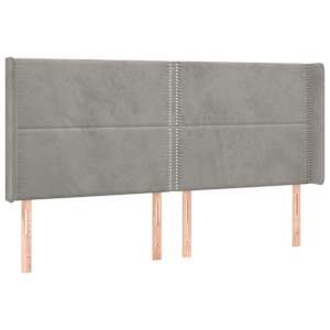 Čelo postele s LED světle šedé 203 x 16 x 118/128 cm samet - obrázek 3