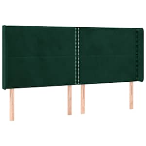 Čelo postele s LED tmavě zelené 203 x 16 x 118/128 cm samet - obrázek 3