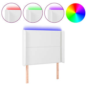 Čelo postele s LED bílé 93 x 16 x 118/128 cm umělá kůže - obrázek 2