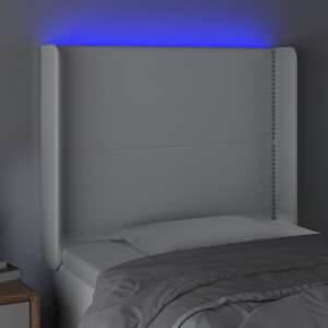 Čelo postele s LED bílé 93 x 16 x 118/128 cm umělá kůže - obrázek 4