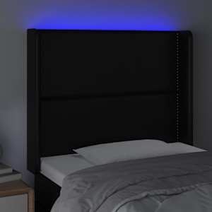 Čelo postele s LED černé 103 x 16 x 118/128 cm umělá kůže - obrázek 4