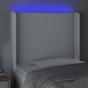 Čelo postele s LED bílé 103 x 16 x 118/128 cm umělá kůže - obrázek 4