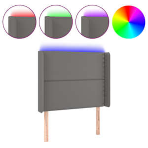 Čelo postele s LED šedé 103 x 16 x 118/128 cm umělá kůže - obrázek 2