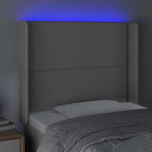 Čelo postele s LED šedé 103 x 16 x 118/128 cm umělá kůže - obrázek 4