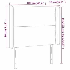 Čelo postele s LED šedé 103 x 16 x 118/128 cm umělá kůže - obrázek 6
