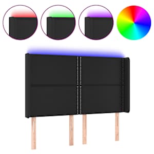 Čelo postele s LED černé 147 x 16 x 118/128 cm umělá kůže - obrázek 2