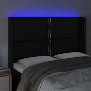 Čelo postele s LED černé 147 x 16 x 118/128 cm umělá kůže - obrázek 4