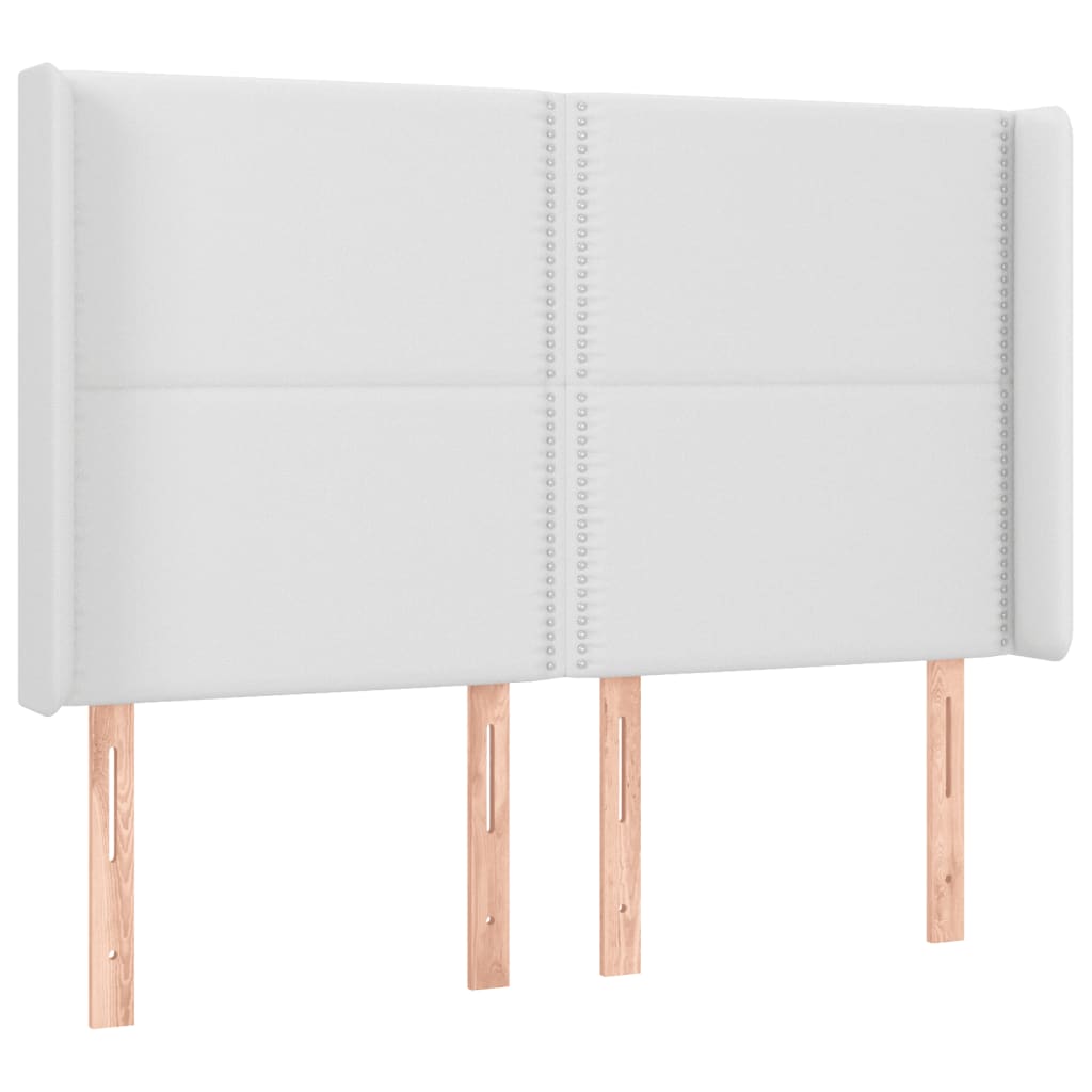 vidaXL Hoofdbord LED 147x16x118/128 cm kunstleer wit afbeelding