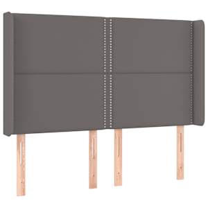 Čelo postele s LED šedé 147 x 16 x 118/128 cm umělá kůže - obrázek 3