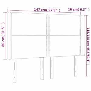 Čelo postele s LED šedé 147 x 16 x 118/128 cm umělá kůže - obrázek 6