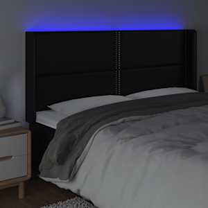 Čelo postele s LED černé 183 x 16 x 118/128 cm umělá kůže - obrázek 4