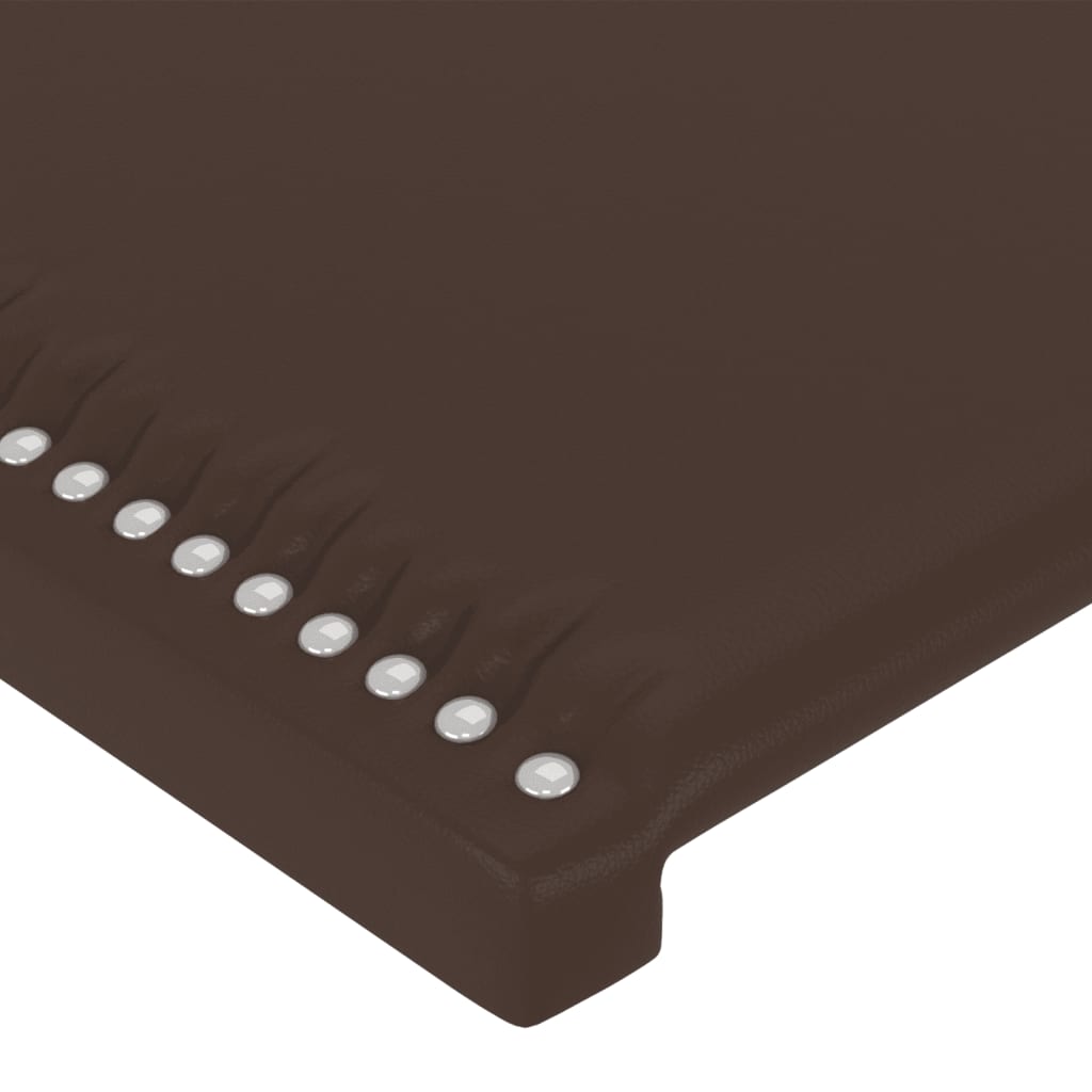 gultas galvgalis ar LED, 183x16x118/128 cm, brūna mākslīgā āda | Stepinfit.lv