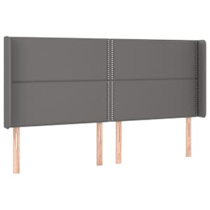 Čelo postele s LED šedé 183 x 16 x 118/128 cm umělá kůže - obrázek 3