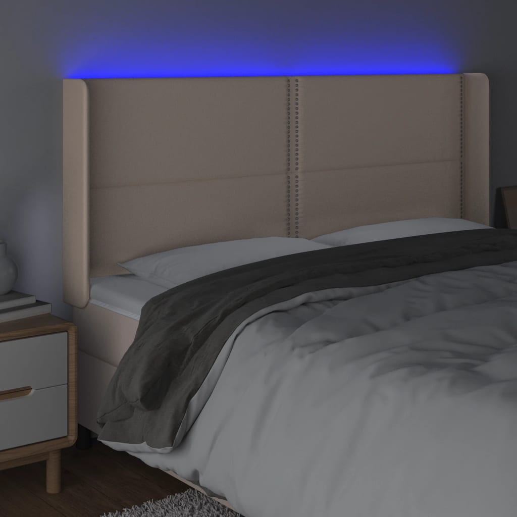 gultas galvgalis ar LED, 183x16x118/128 cm, kapučīno | Stepinfit.lv