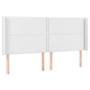 Čelo postele s LED bílé 203 x 16 x 118/128 cm umělá kůže - obrázek 3