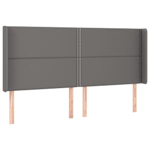 Čelo postele s LED šedé 203 x 16 x 118/128 cm umělá kůže - obrázek 3