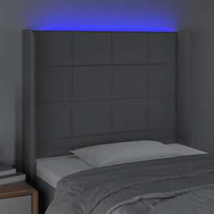 Čelo postele s LED světle šedé 83 x 16 x 118/128 cm textil - obrázek 4