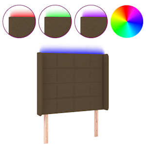 Čelo postele s LED tmavě hnědé 83 x 16 x 118/128 cm textil - obrázek 2