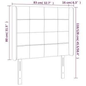 Čelo postele s LED tmavě hnědé 83 x 16 x 118/128 cm textil - obrázek 6