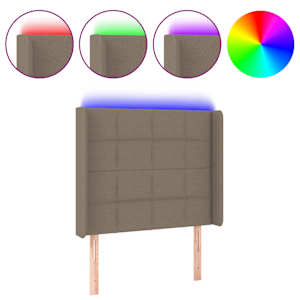 Čelo postele s LED taupe 83 x 16 x 118/128 cm textil - obrázek 2