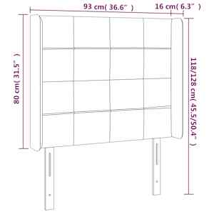 Čelo postele s LED tmavě šedé 93 x 16 x 118/128 cm textil - obrázek 6