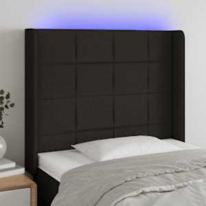 Čelo postele s LED černé 93 x 16 x 118/128 cm textil - obrázek 1