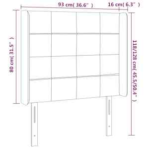 Čelo postele s LED modré 93 x 16 x 118/128 cm textil - obrázek 6