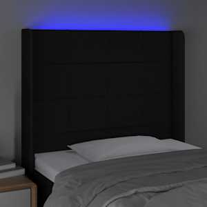 Čelo postele s LED černé 103 x 16 x 118/128 cm textil - obrázek 4