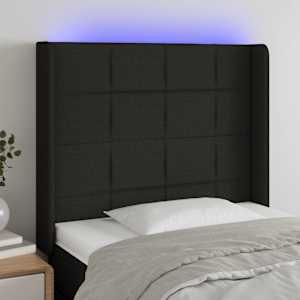 Čelo postele s LED černé 103 x 16 x 118/128 cm textil - obrázek 1
