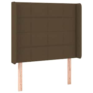 Čelo postele s LED tmavě hnědé 103 x 16 x 118/128 cm textil - obrázek 2