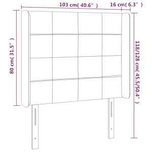 Čelo postele s LED tmavě hnědé 103 x 16 x 118/128 cm textil - obrázek 6