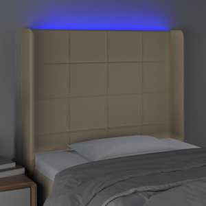 Čelo postele s LED krémové 103 x 16 x 118/128 cm textil - obrázek 4