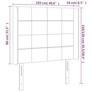 Čelo postele s LED modré 103 x 16 x 118/128 cm textil - obrázek 6