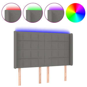 Čelo postele s LED tmavě šedé 147 x 16 x 118/128 cm textil - obrázek 2