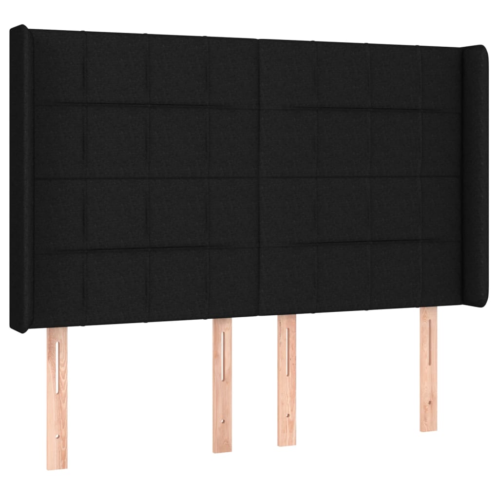 vidaXL Hoofdbord LED 147x16x118/128 cm stof zwart afbeelding