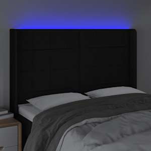 Čelo postele s LED černé 147 x 16 x 118/128 cm textil - obrázek 4