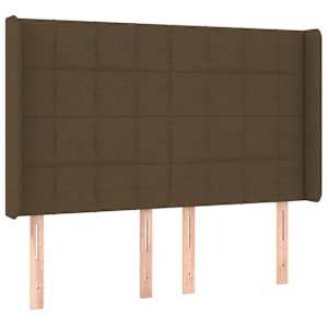 Čelo postele s LED tmavě hnědé 147 x 16 x 118/128 cm textil - obrázek 3