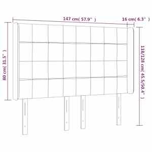 Čelo postele s LED tmavě hnědé 147 x 16 x 118/128 cm textil - obrázek 6