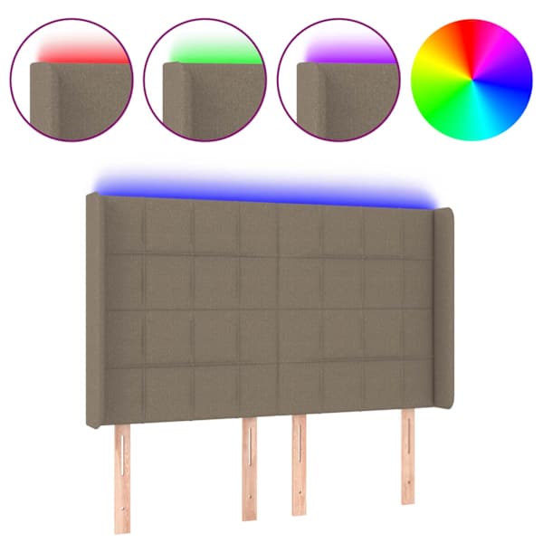 vidaXL LED-voodipeats, pruunikashall, 147x16x118/128 cm, kangas