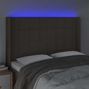 Čelo postele s LED taupe 147 x 16 x 118/128 cm textil - obrázek 4