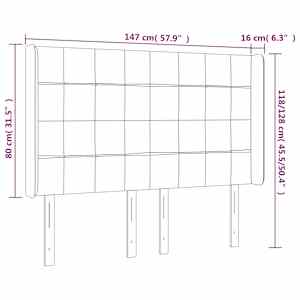 Čelo postele s LED krémové 147 x 16 x 118/128 cm textil - obrázek 6